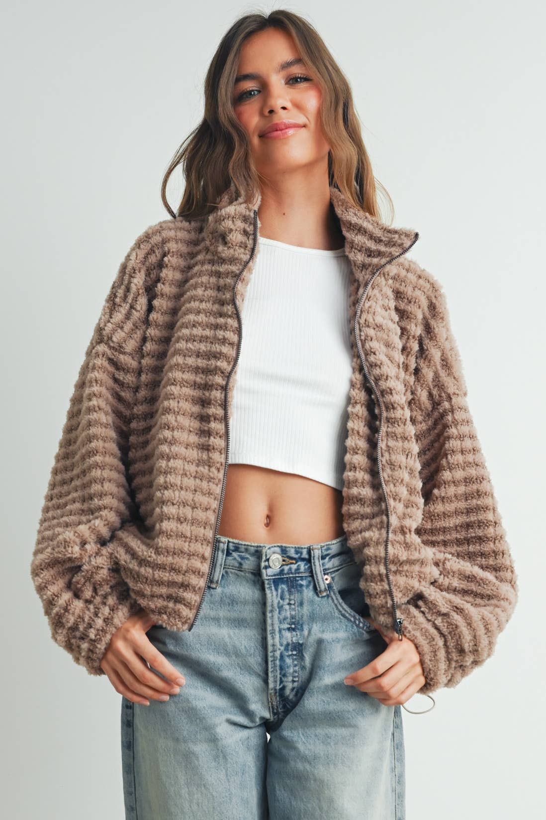 Collared Puffer Jacket-TERRACOTTA