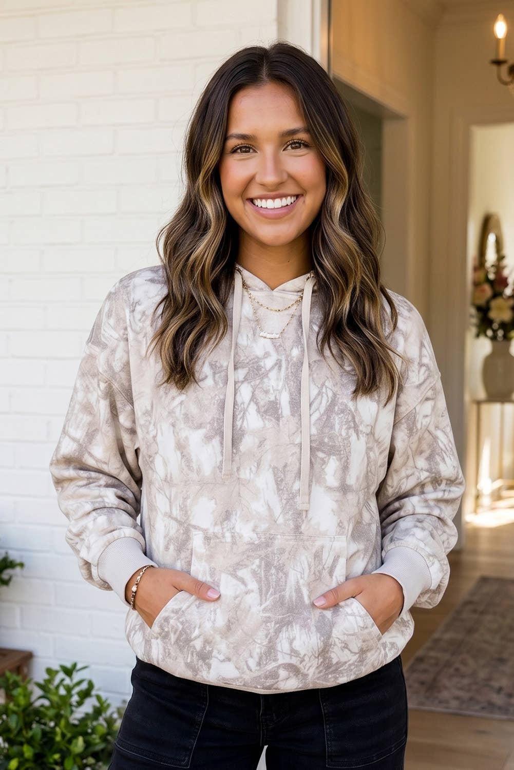 Camouflage Ribbed  Hoodie
