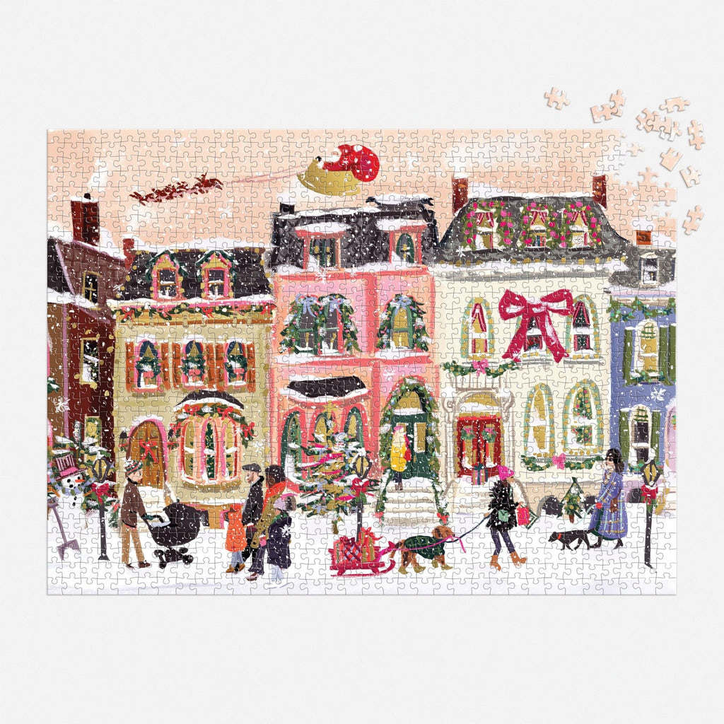 Snowfall on Main Street 1000 Piece Foil Puzzle