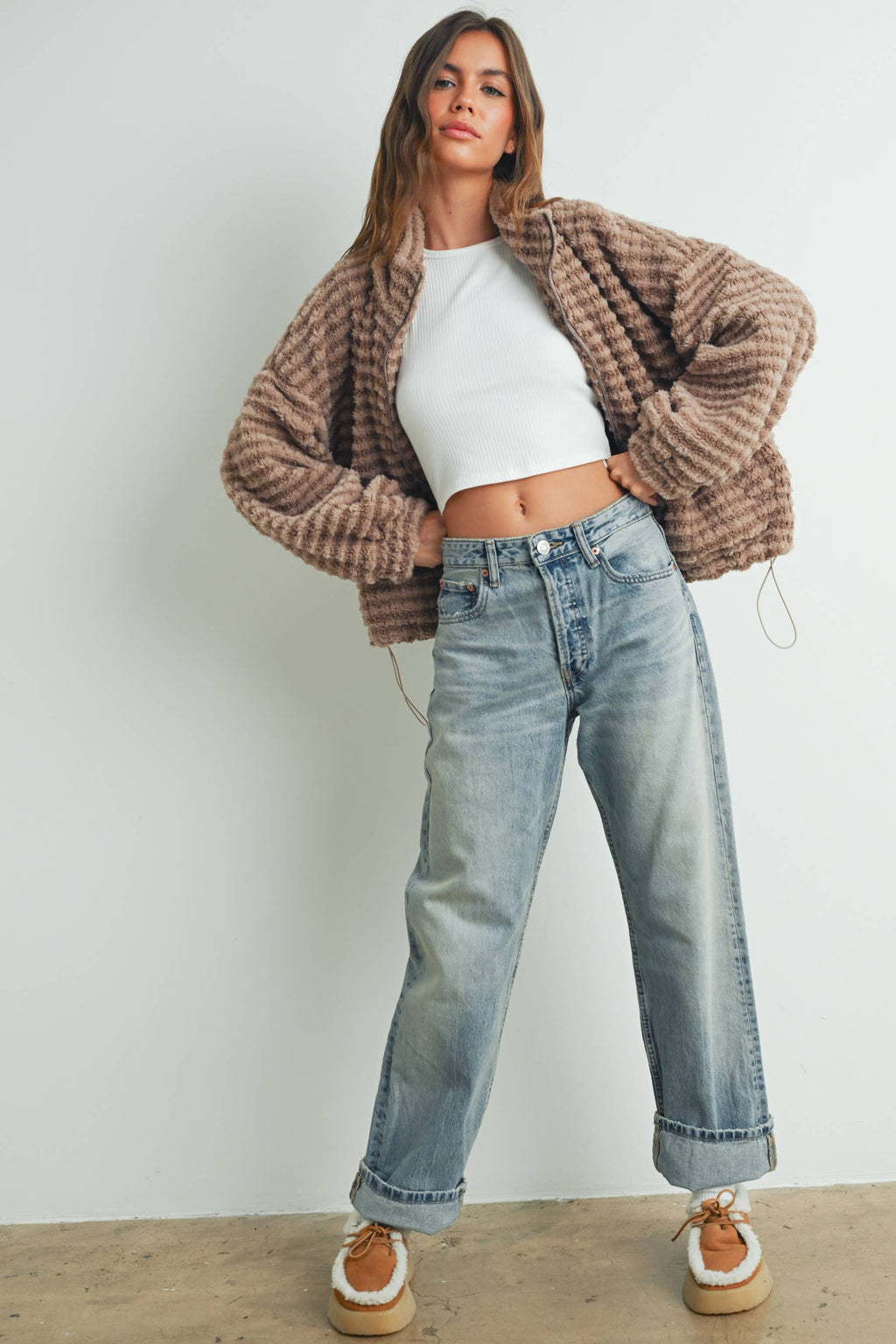 Collared Puffer Jacket-TERRACOTTA
