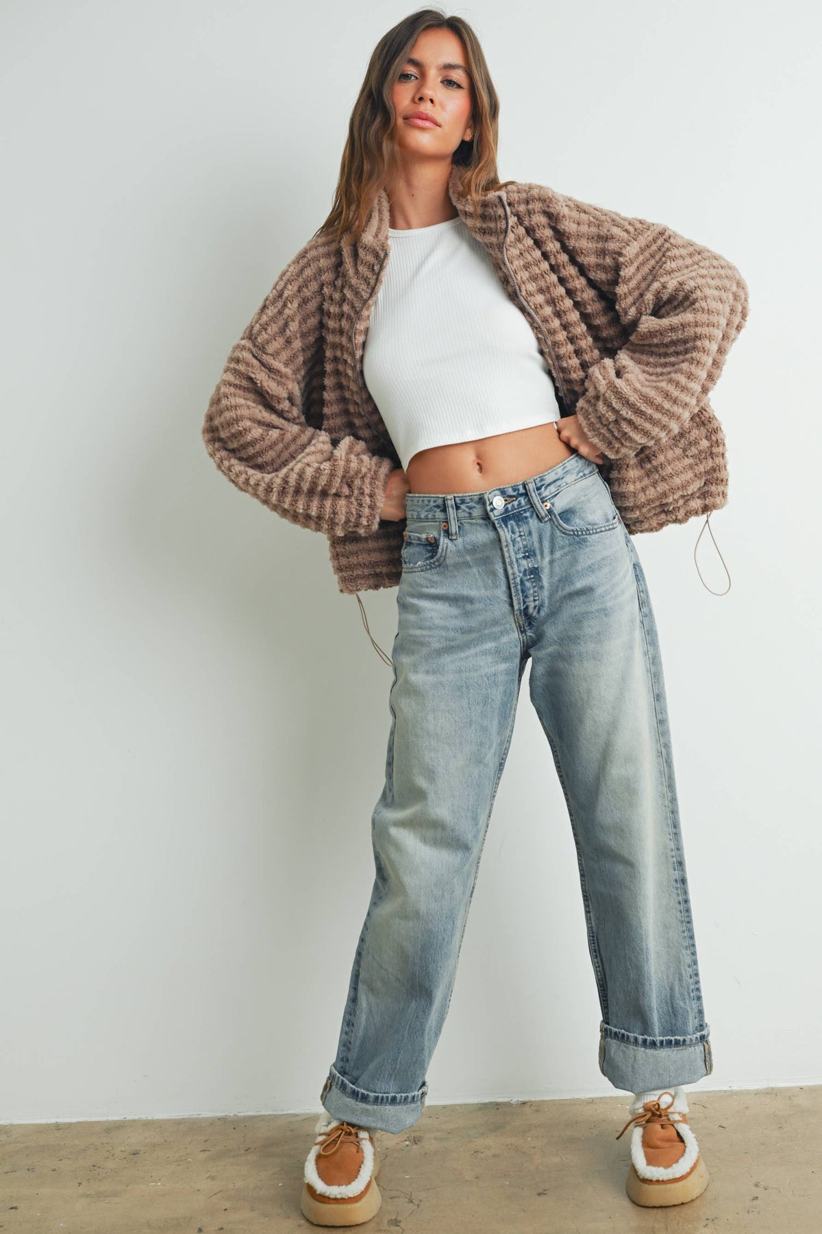 Collared Puffer Jacket-TERRACOTTA