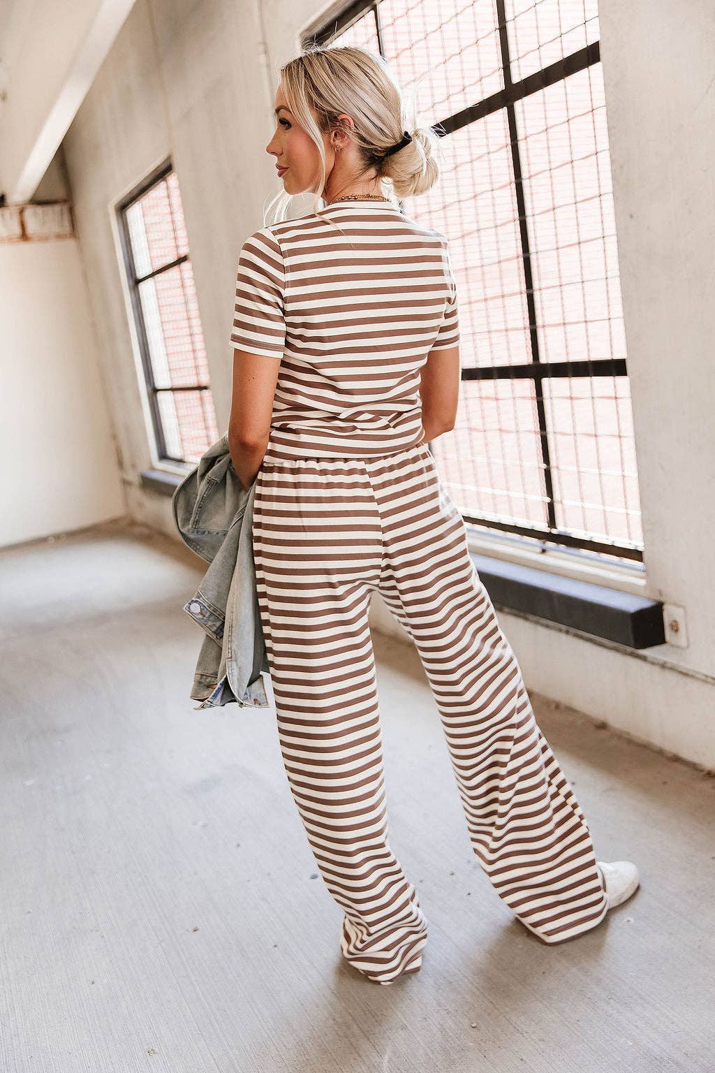 Lulu Tee - Coffee Stripe-PREORDER