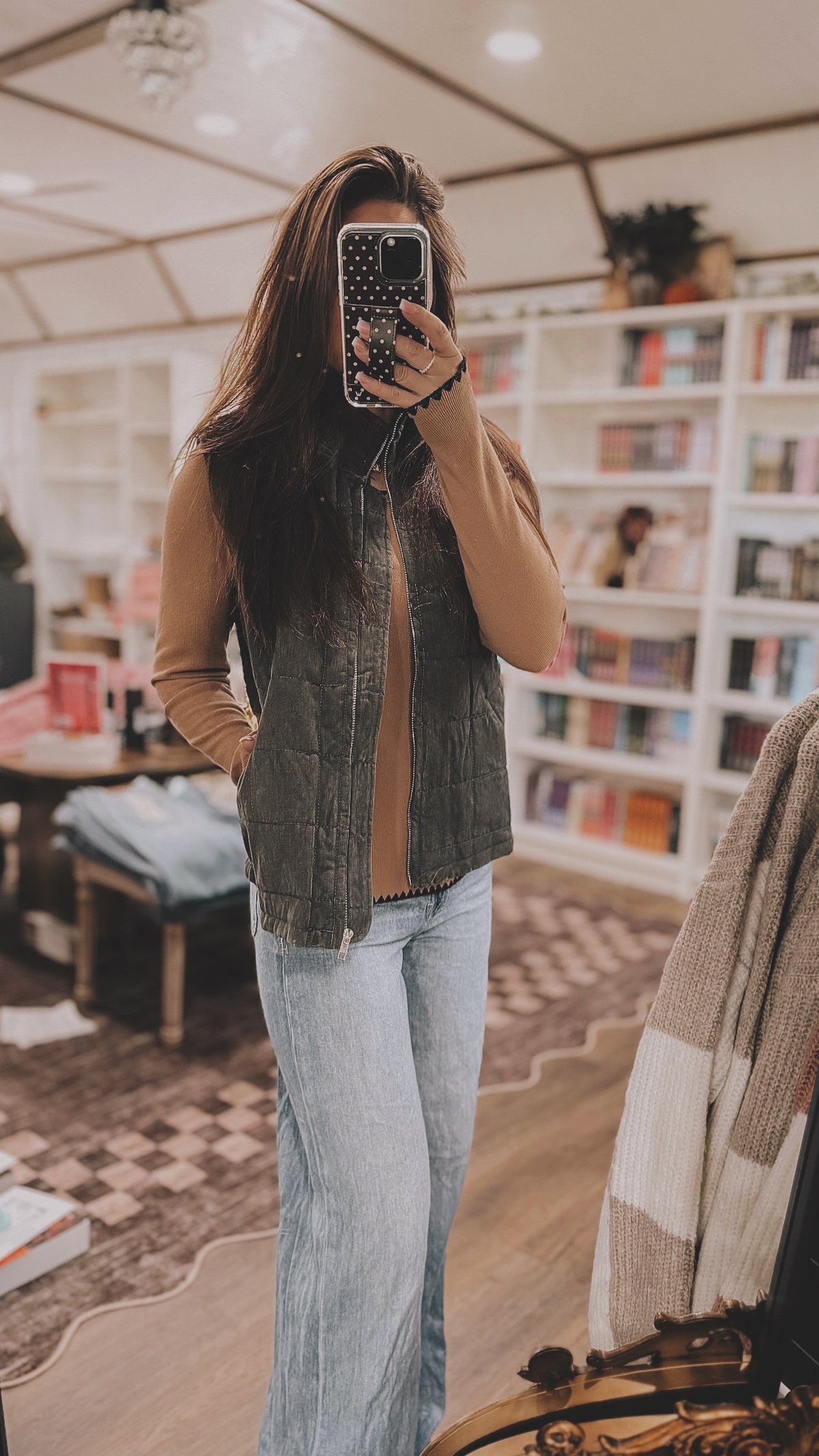 VINTAGE WASHED QUILTED PUFFER VEST-VINTAGE BLACK