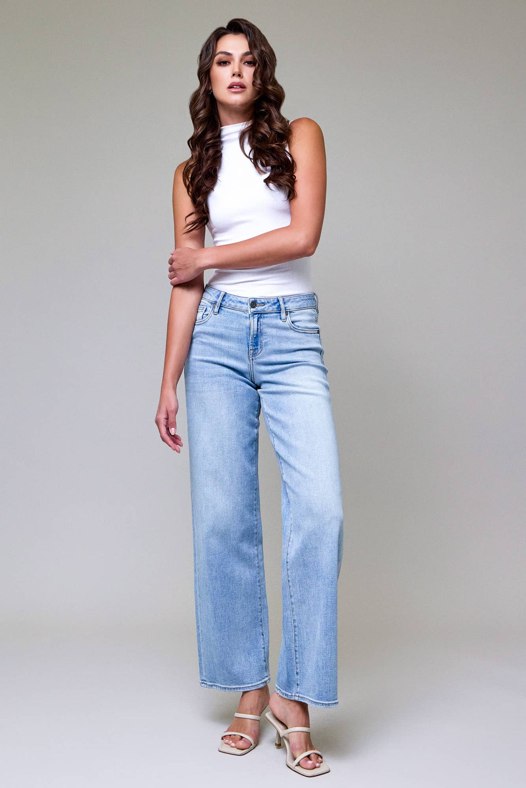 Collins Light Wash Low Rise Dad Jeans
