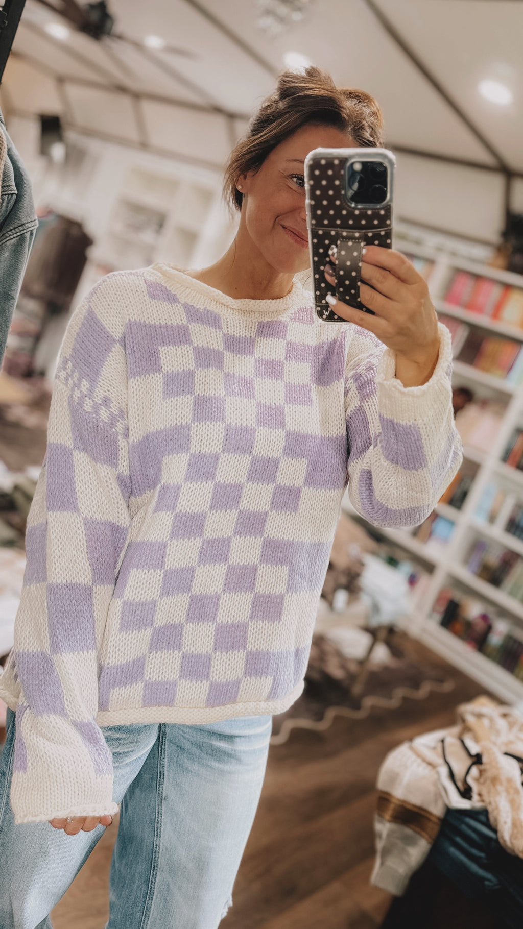 Vintage Purple Checkered Sweater