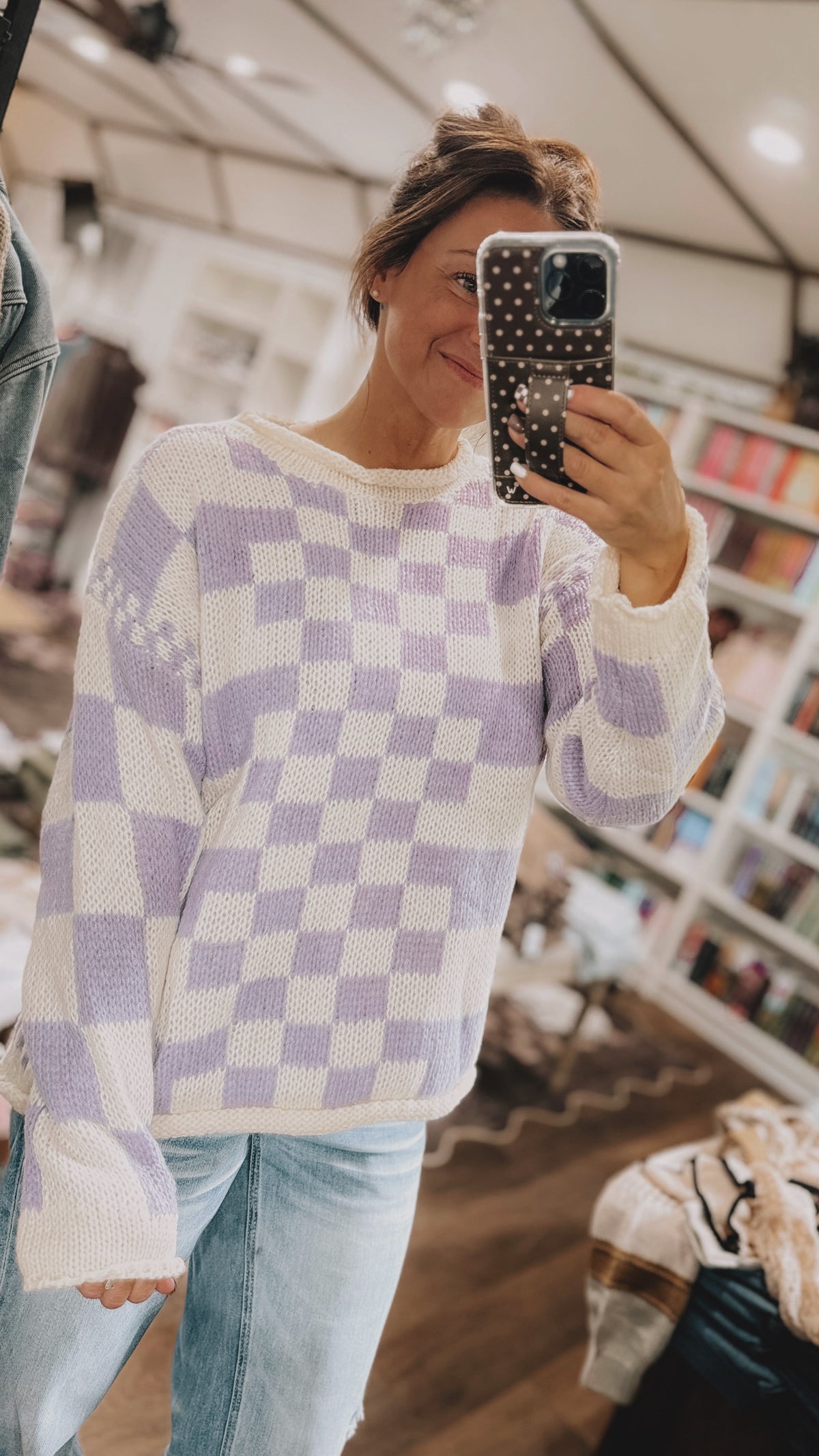 Vintage Purple Checkered Sweater