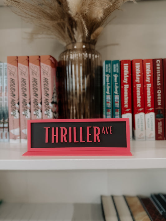 Thriller Acrylic Shelf Sign w/ Stand