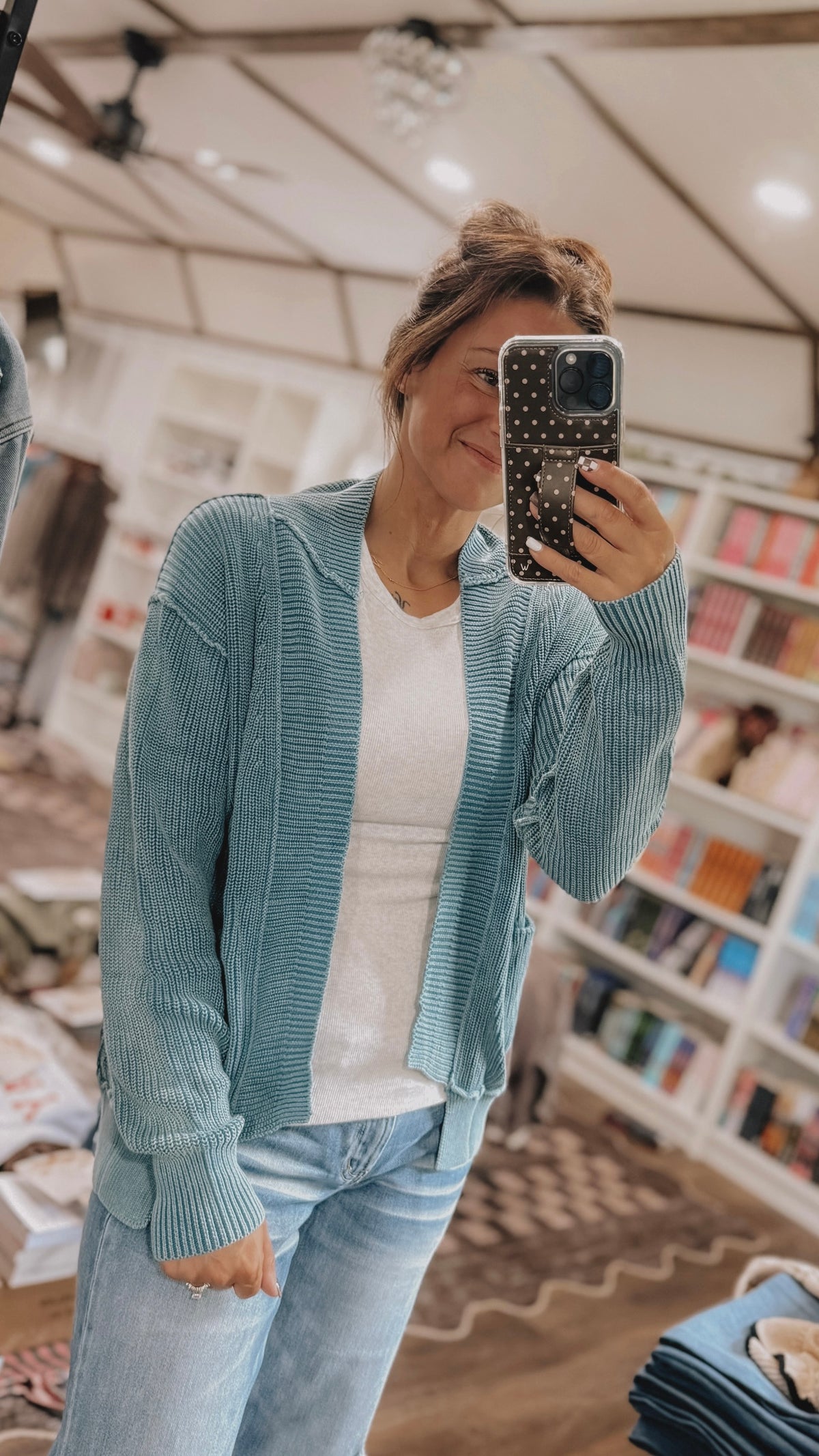 Monroe Knit Open Sweater Cardigan-Blue