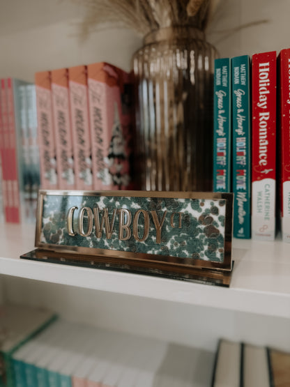Cowboy Acrylic Shelf Sign w/ Stand