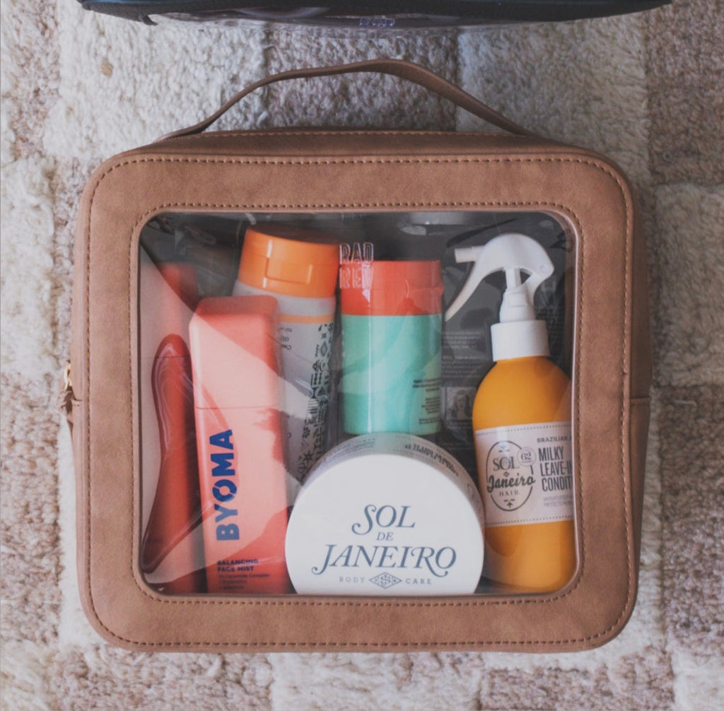 XL Clear Cosmetics Case in Oak