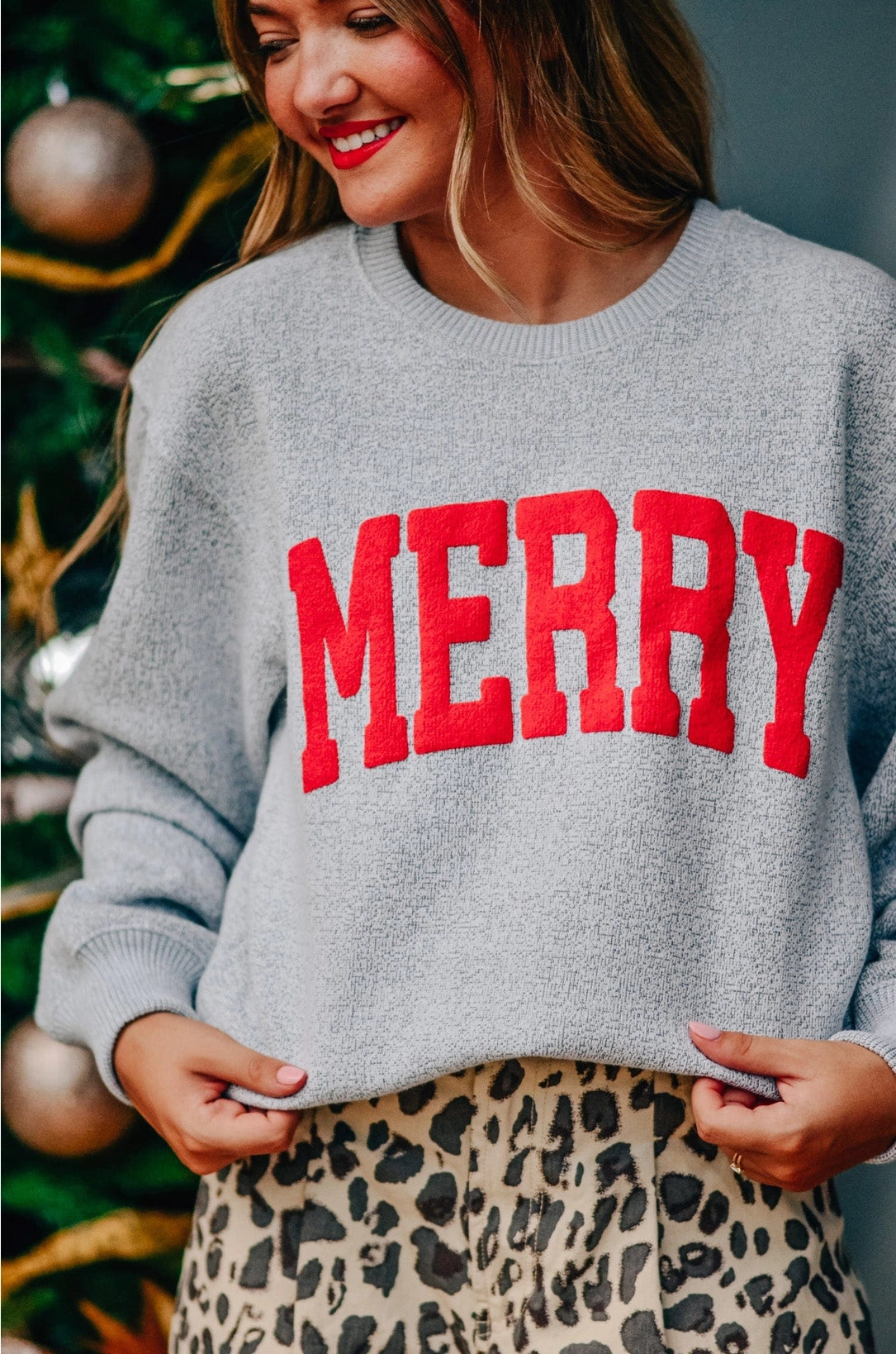 Merry Silver Knit Sweatshirt PRE-ORDER
