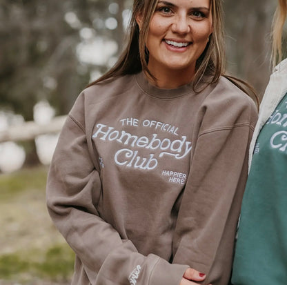The Official Homebody Club-Pigment Crewneck Sweatshirt- SAGE W/ WHITE