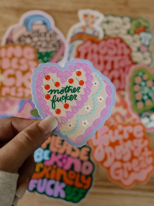Mother Fucker Vintage Cake Sticker