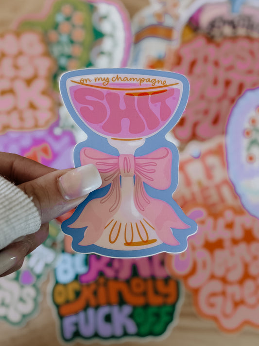 Champagne Shit Bow Sticker