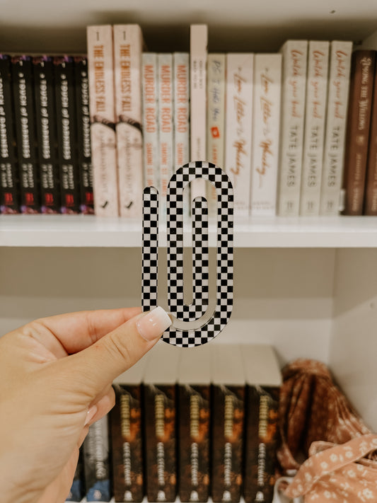 Black Checkered Jumbo Paperclip Bookmark