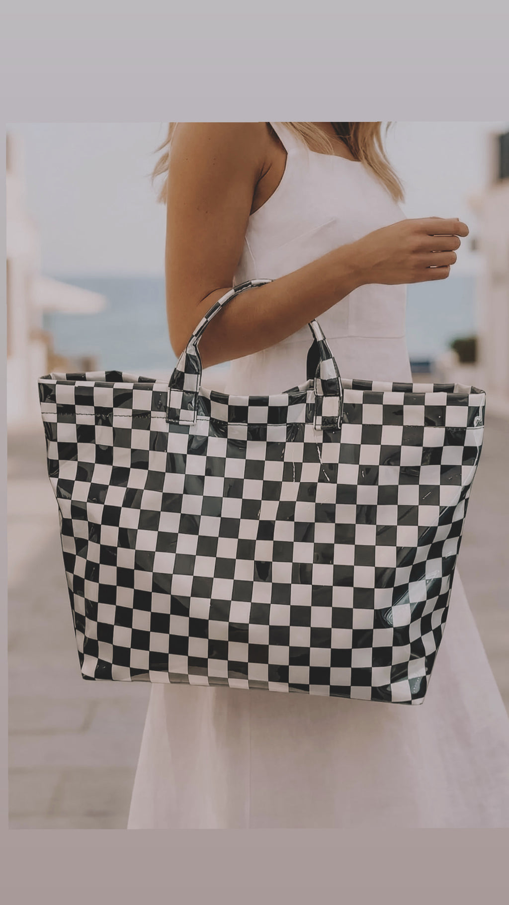 Checked Patterned Tote Bag