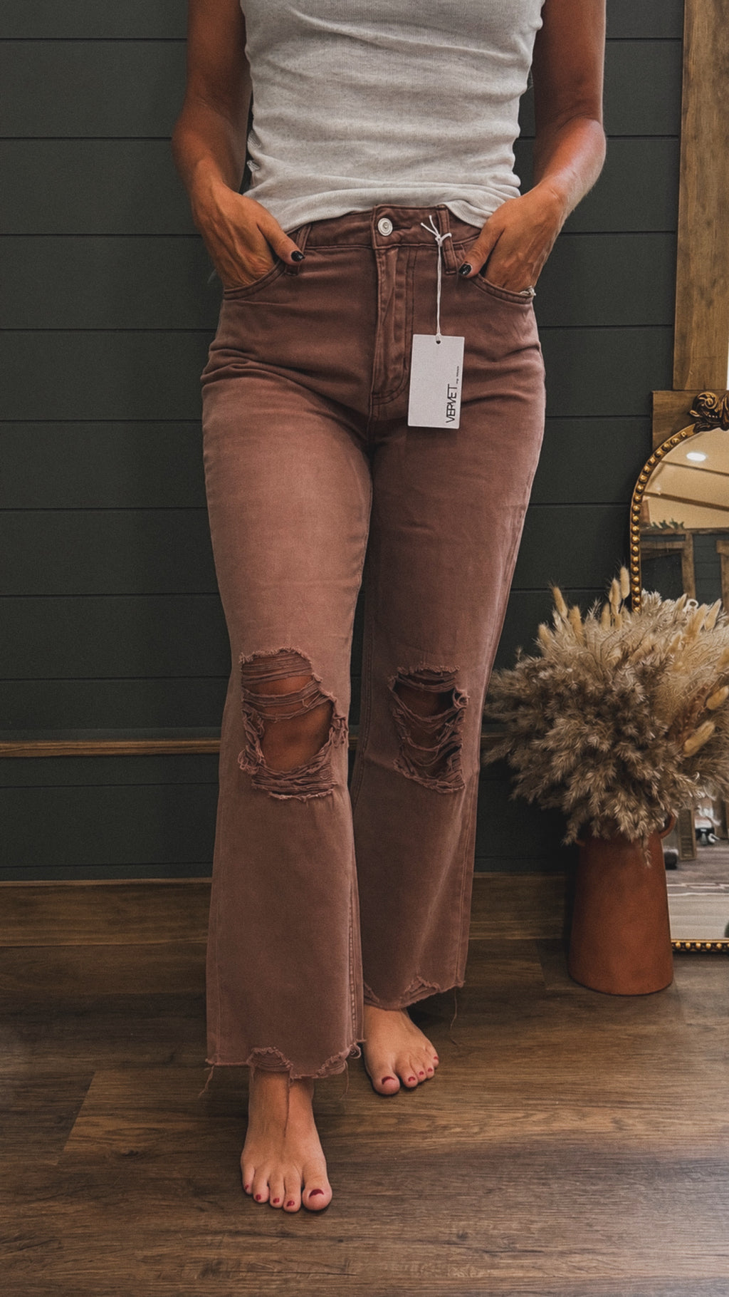 90'S VINTAGE SUPER HIGH RISE CROP FLARE JEANS