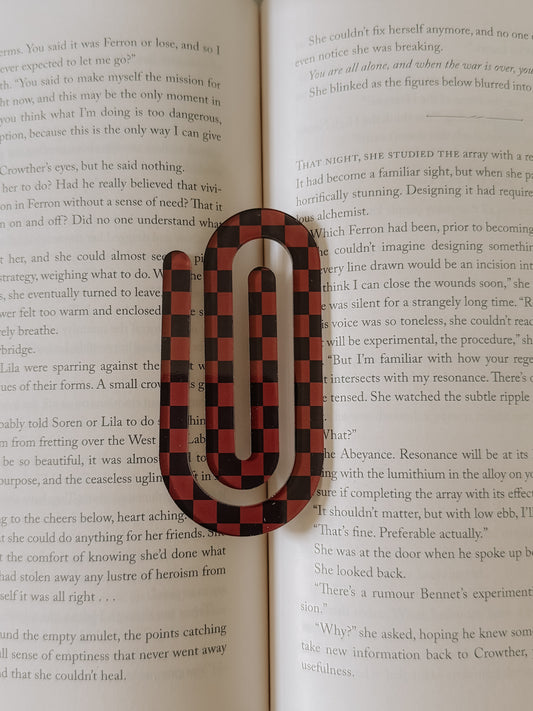 Chestnut Checks Jumbo Paperclip Bookmark