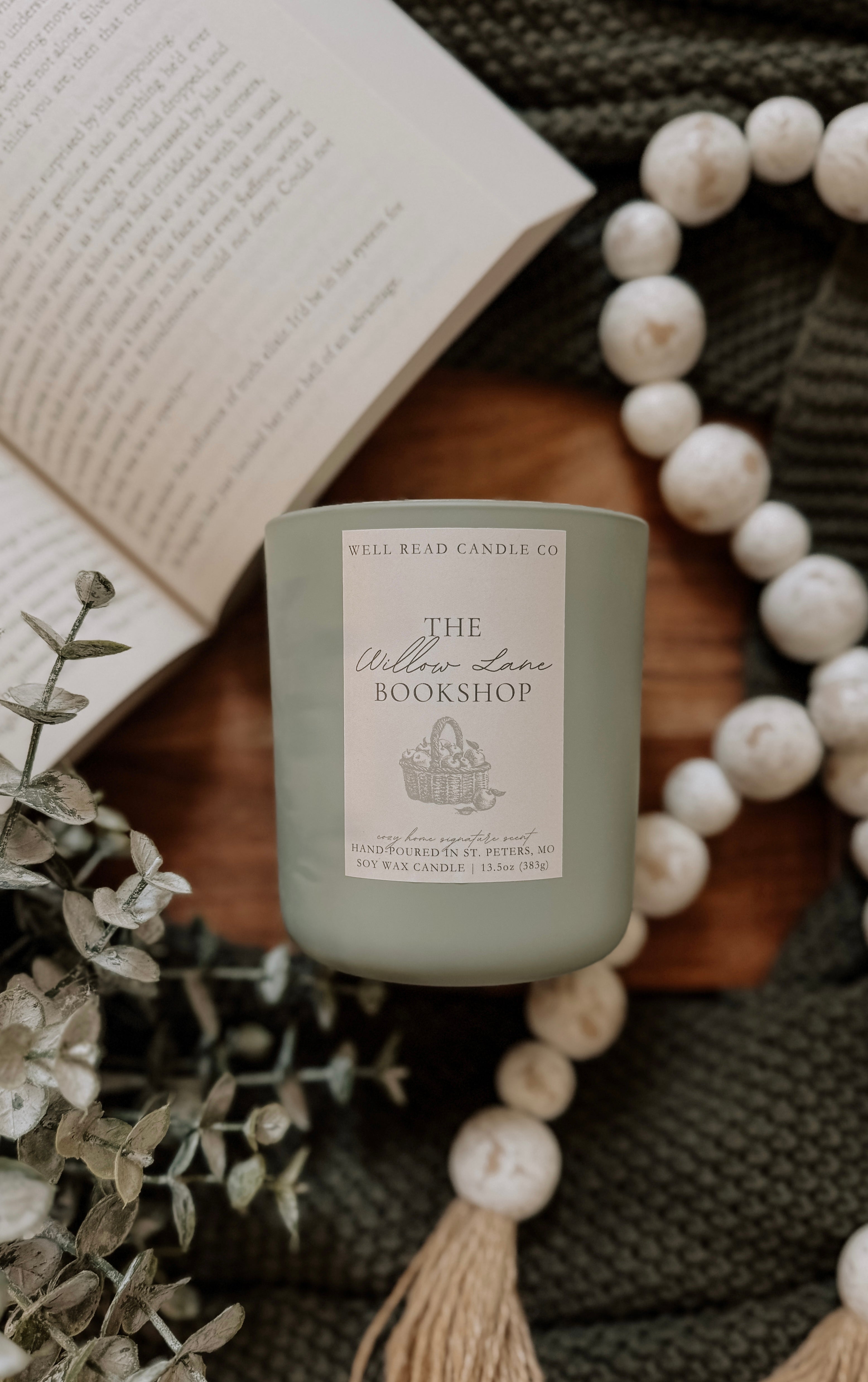 Willow Lane Bookshop Cozy Home Signature Scent 13.5oz IVORY Matte Candle-Sage
