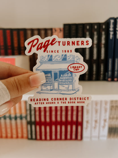 Page Turners Library Cafe Sticker – Wander Through Books