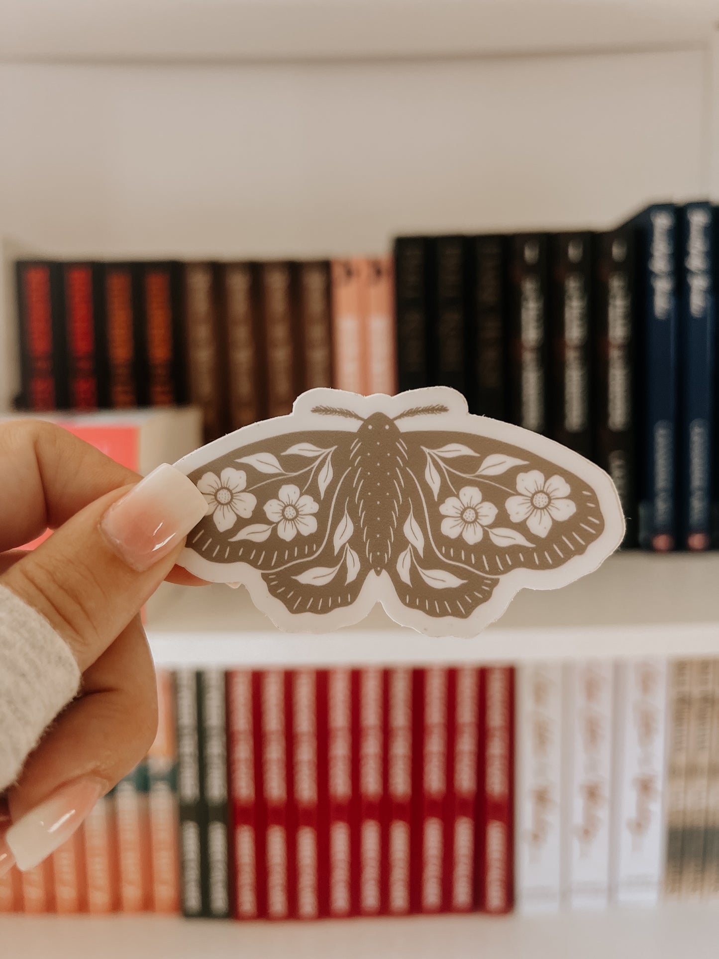 Floral Moth Vinyl Sticker Sage Green Insect Sticker