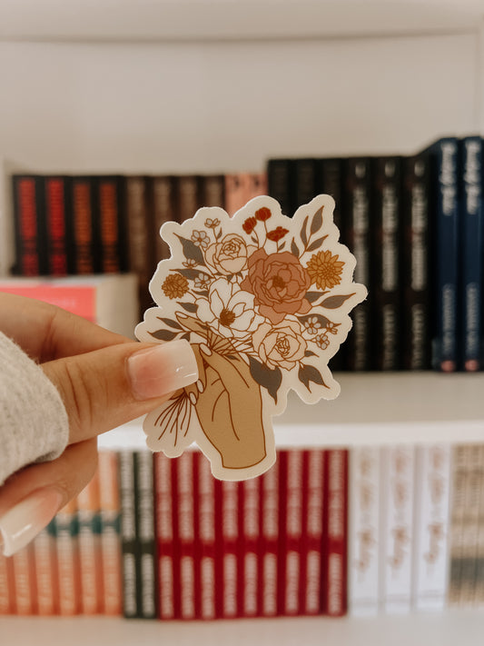 Hand Holding Bouquet Vinyl Sticker Floral