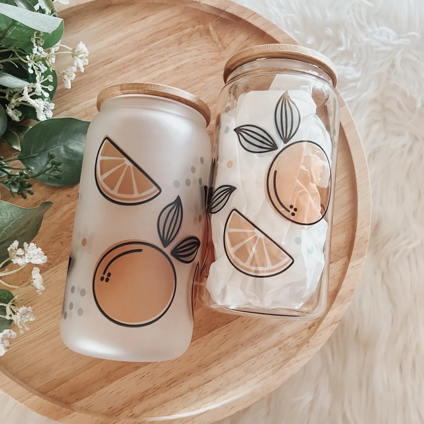 Oranges 16oz Frosted Glass Cup w/ Bamboo Lid
