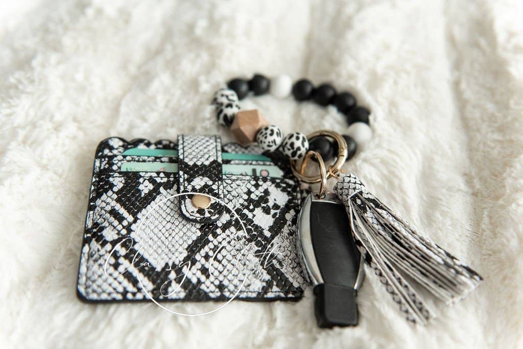 Wristlet Keychain Wallet - Black Snake