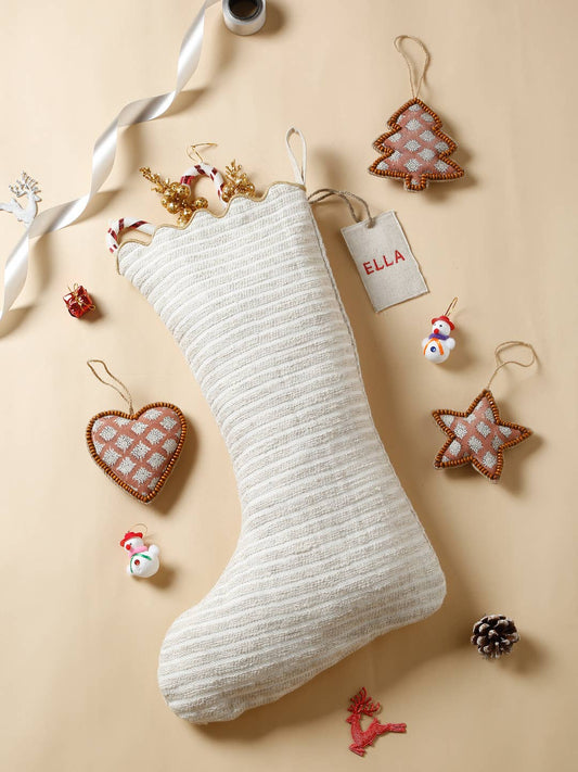 Handmade Linen Stripe Christmas Stocking