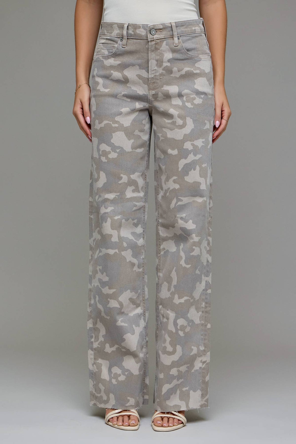 Tan Camo High Rise  Dad Jeans