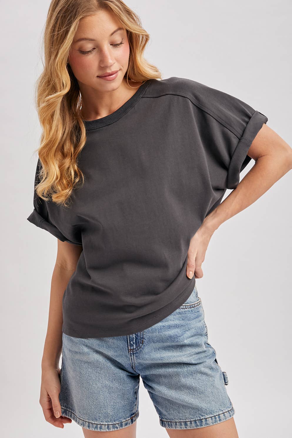 ROMY BOXY TEE-ASH
