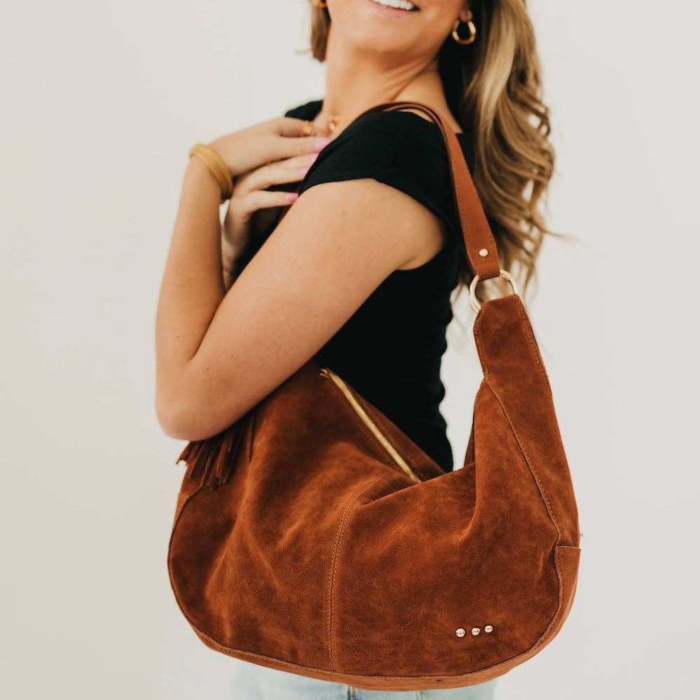 Hazel Hobo Shoulder Bag with Tassel-CHOCOLATE