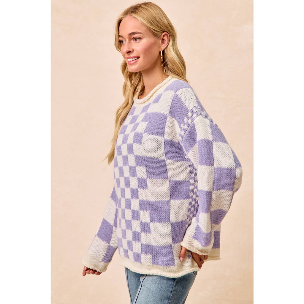 Vintage Purple Checkered Sweater