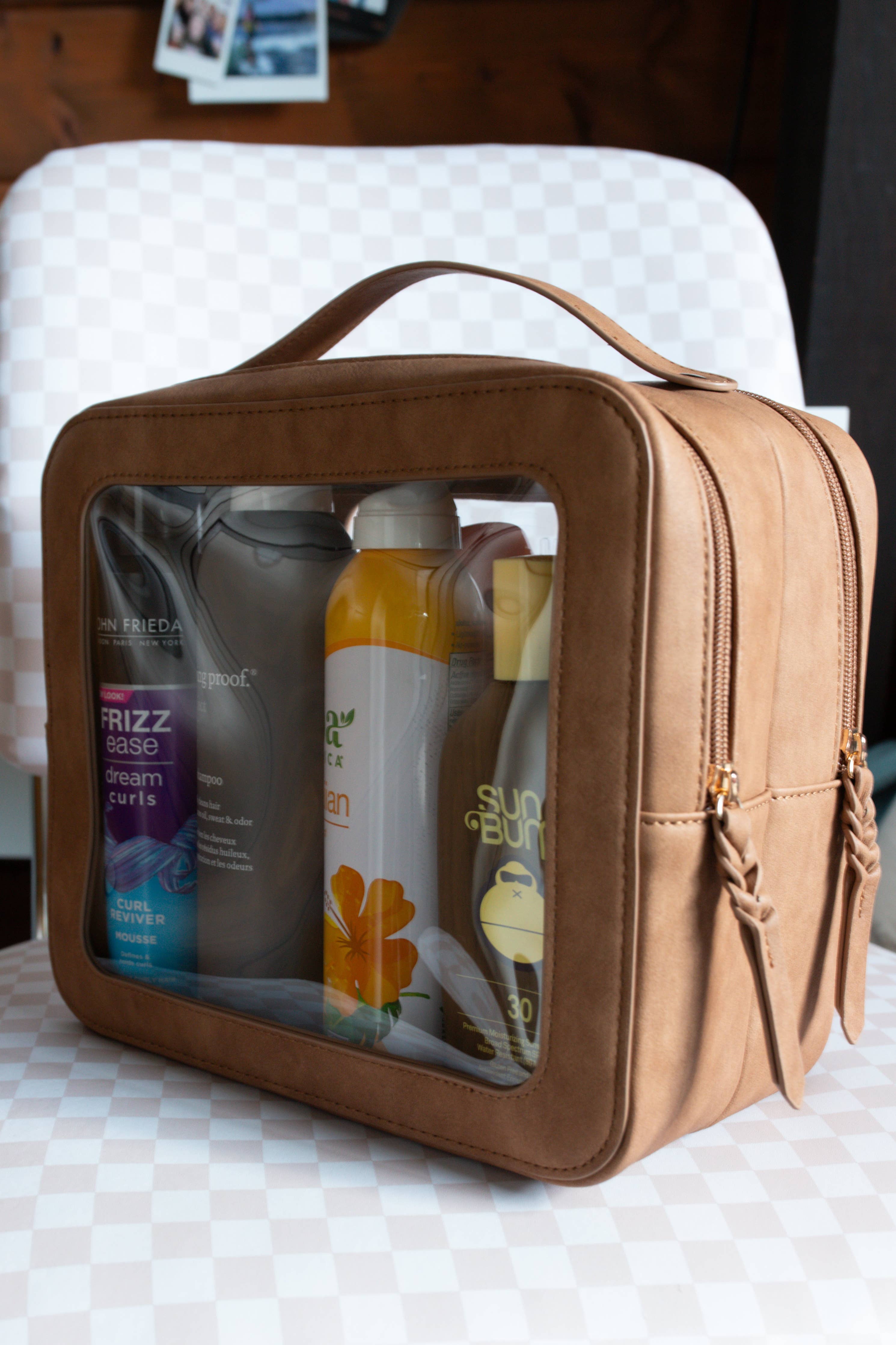 XL Clear Cosmetics Case in Oak