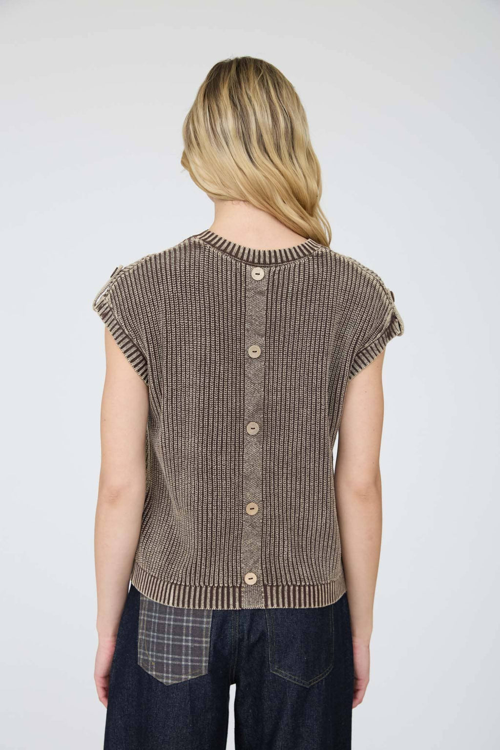 Acid Wash Sweater Knit Top