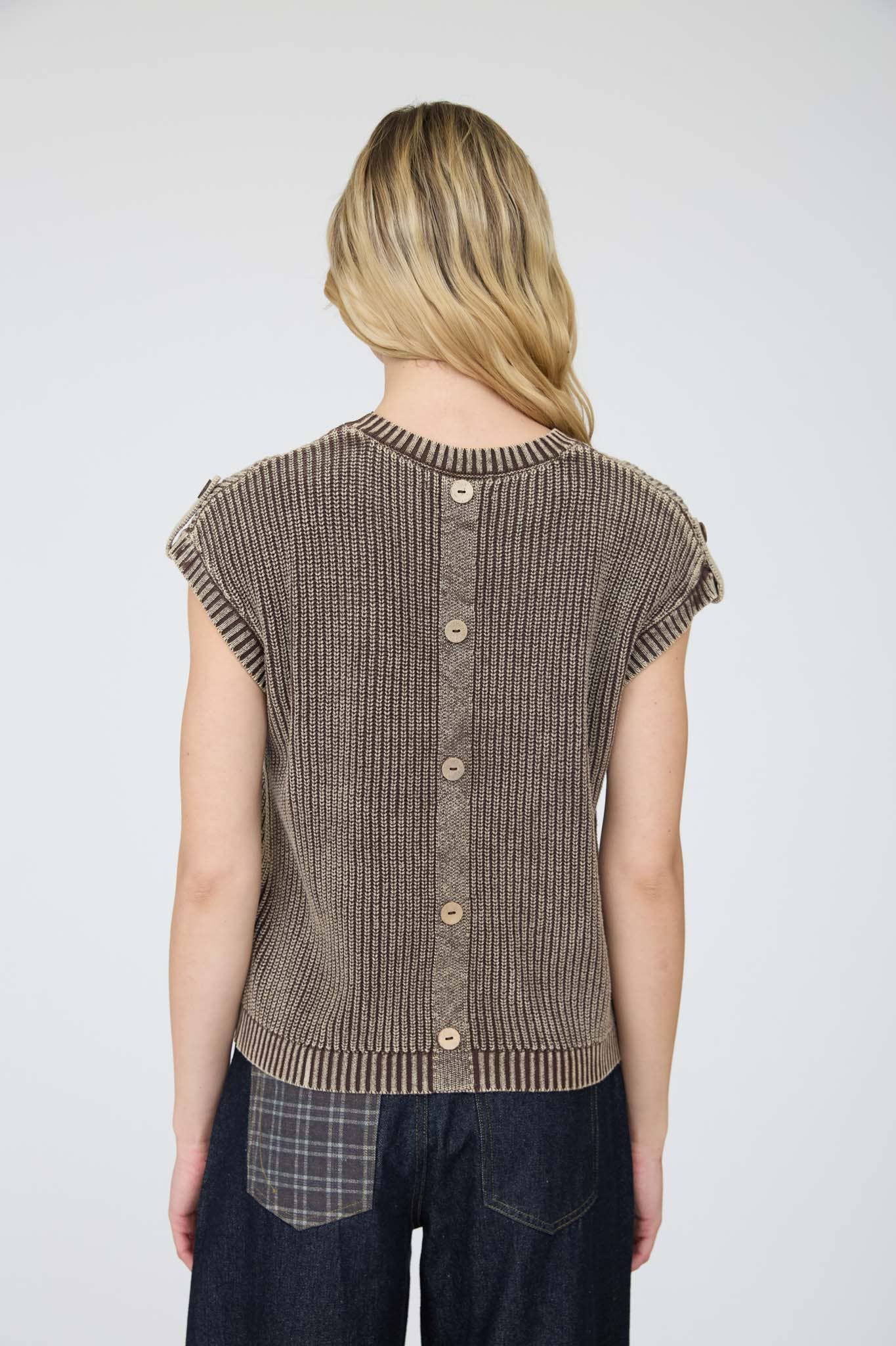 Acid Wash Sweater Knit Top