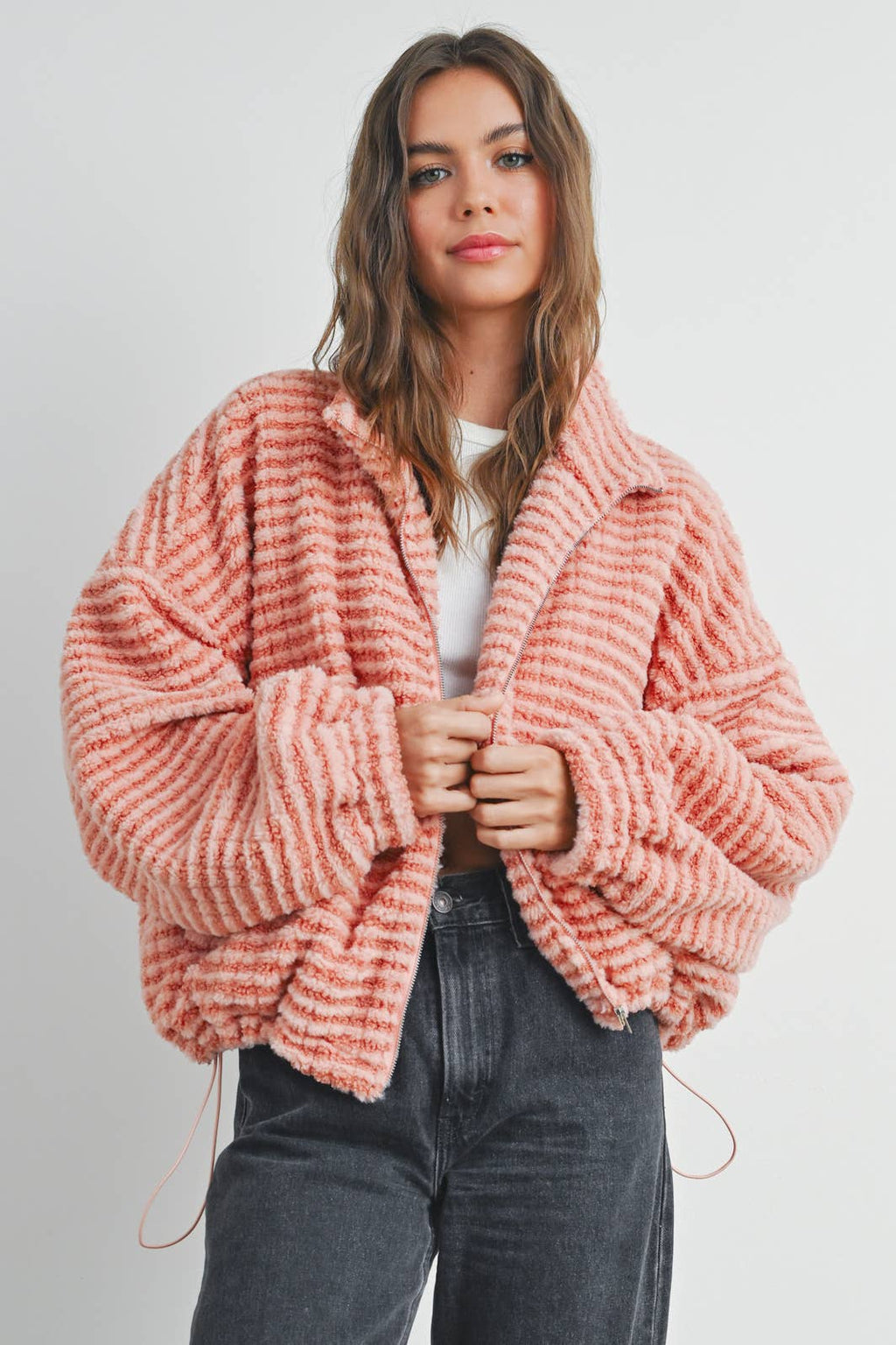 Collared Puffer Jacket-TERRACOTTA