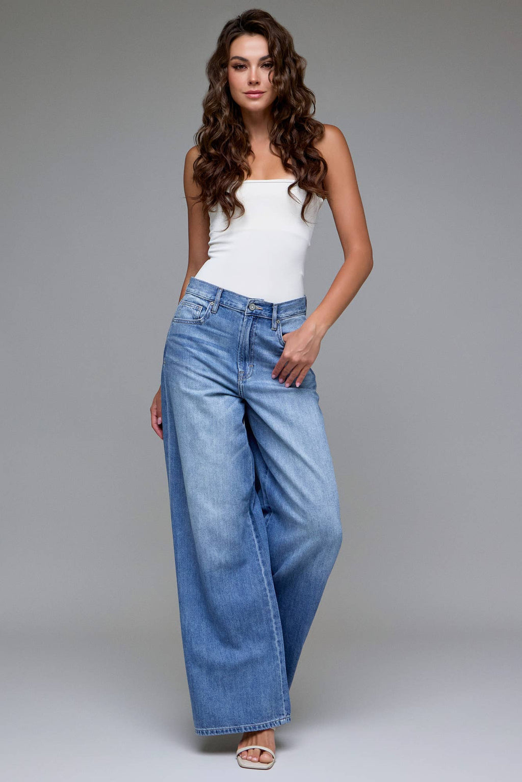 Lainey Medium Wash  Wide Leg Jeans