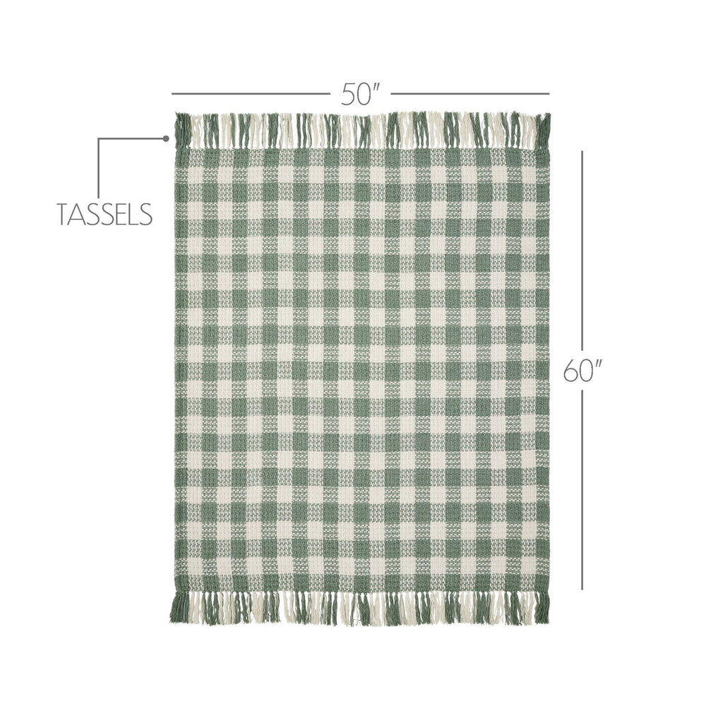 Pistachio Woven Check Throw Blanket with Fringe
