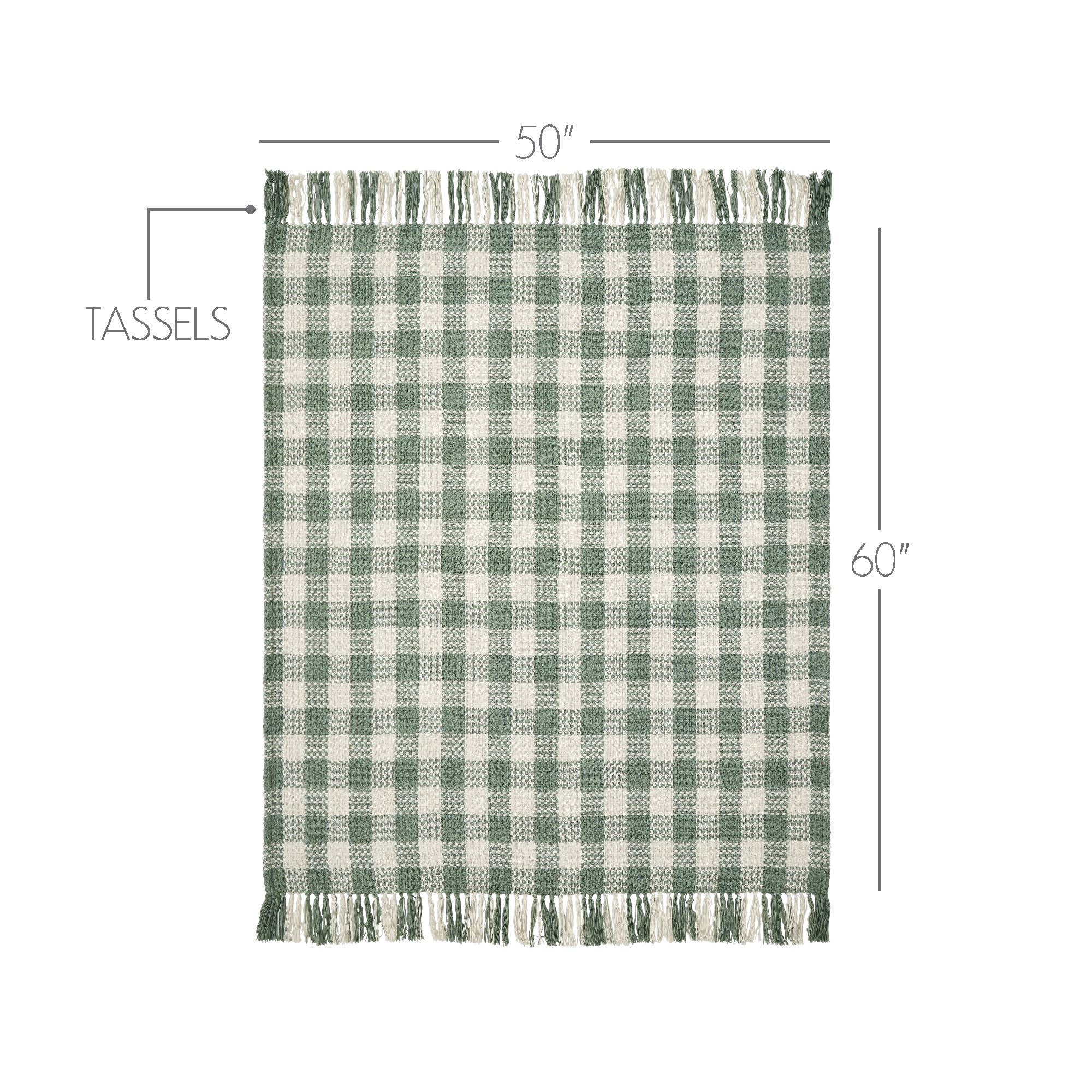 Pistachio Woven Check Throw Blanket with Fringe
