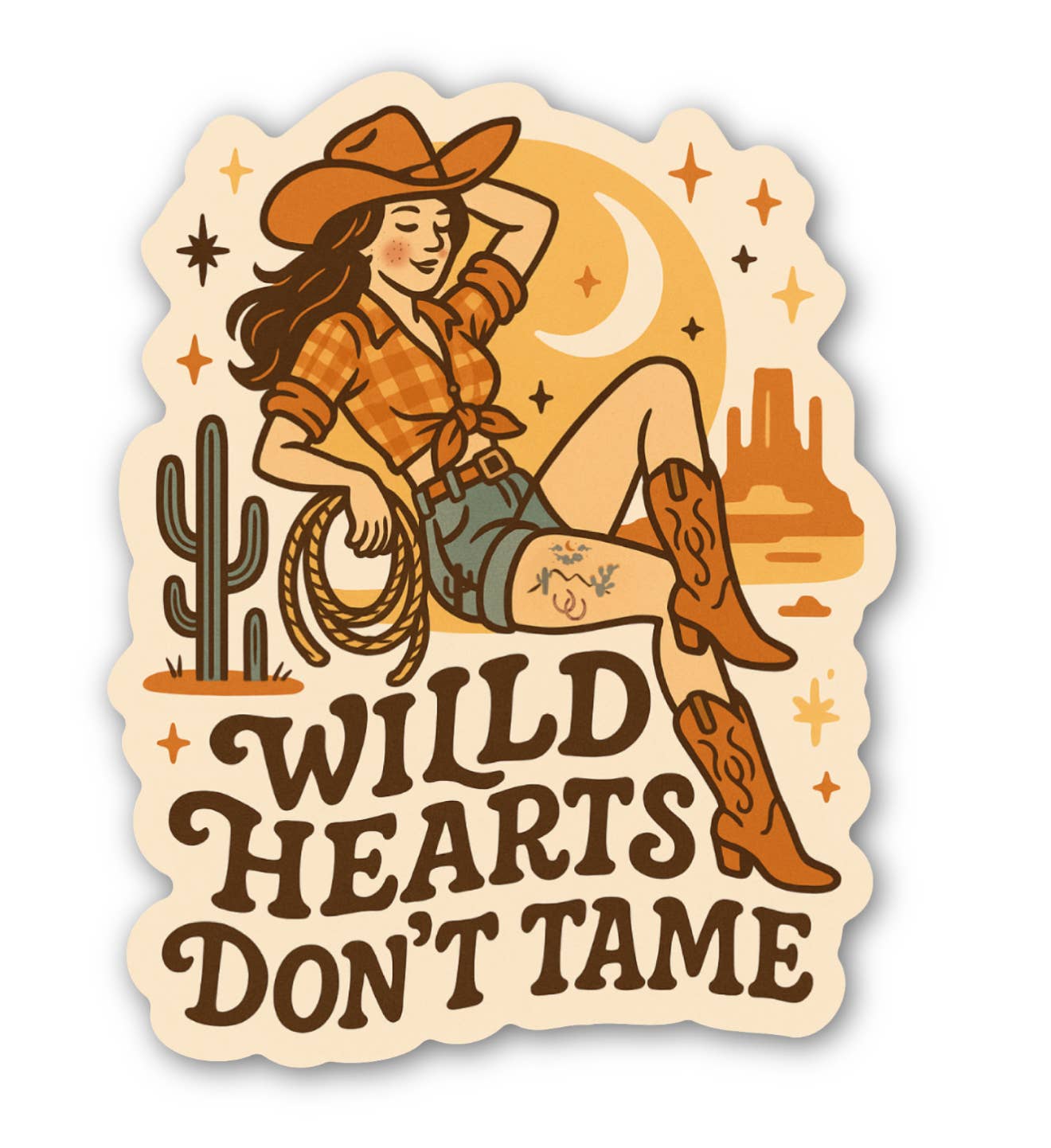 Wild Hearts Don’t Tame Cowgirl Sticker – Western Free Spirit