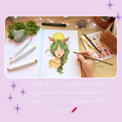 Whimsical Witches Coloring Book For Adults + Teens