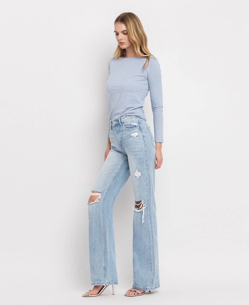 90'S VINTAGE SUPER HIGH RISE FLARE JEANS-LONG 34”