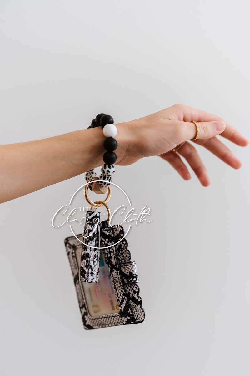Wristlet Keychain Wallet - Black Snake