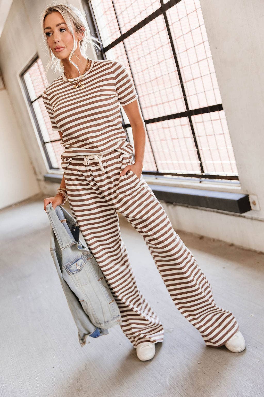 Lulu Tee - Coffee Stripe-PREORDER