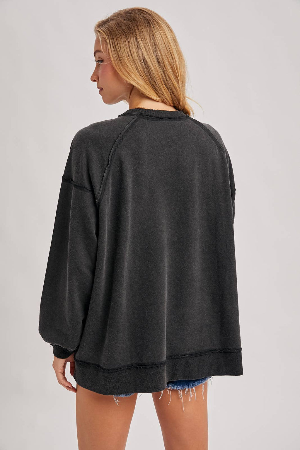 MARLOW OVERSIZED HIGH-LOW HEM PULLOVER-MOCHA