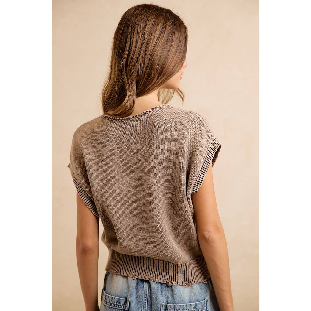 STELLA  SWEATER TEE WITH DISTRESSED HEM DETAIL
