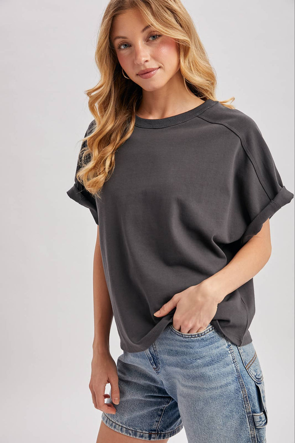 ROMY BOXY TEE-ASH